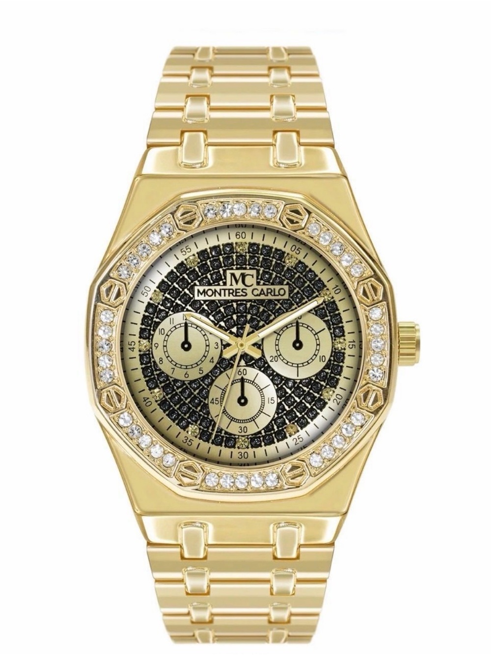 Montres Carlo Gold Tone Crystal Chronograph Watch